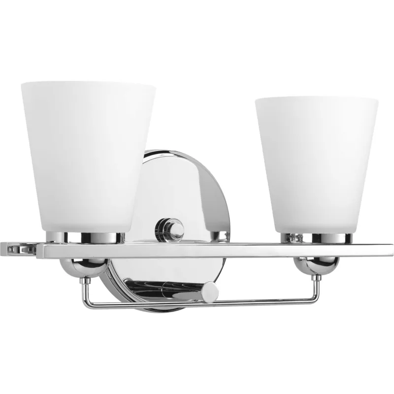 Bargain Progress Lighting Flight 2 Light 15-3/4" Wide Bathroom Vanity Light with White Glass Shades