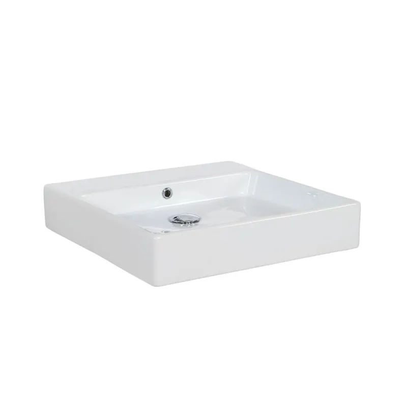 WS Bath Collections Simple 19-11/16" Square Ceramic Vessel or Wall Mounted Bathroom Sink - Includes Overflow Last Chance
