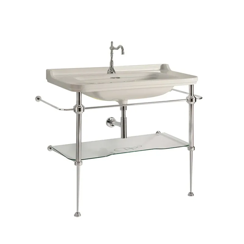Next Day Delivery WS Bath Collections Waldorf 47-3/16" Rectangular Brass and Ceramic Console Bathroom Sink with Overflow and 1 Faucet Hole