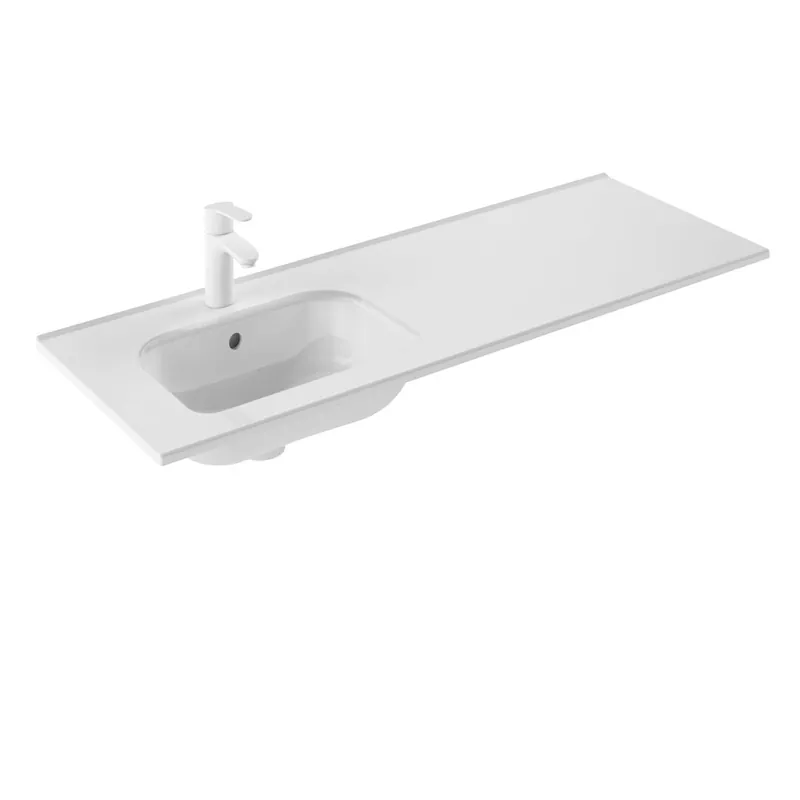 Top Rated WS Bath Collections Slim 47-3/16" Rectangular Ceramic Drop In Bathroom Sink with Overflow and Single Hole