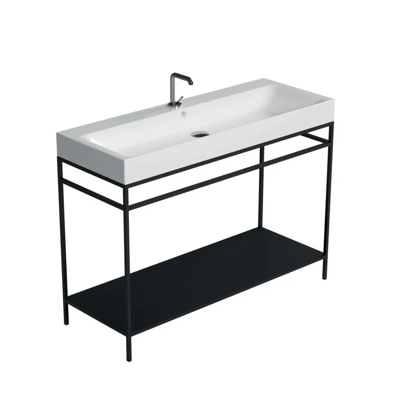 Genuine WS Bath Collections Cento 39-3/8" Rectangular Brass and Ceramic Pedestal Bathroom Sink with Overflow and 1 Faucet Hole