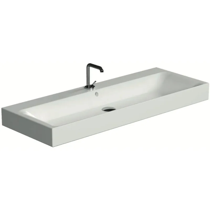Best Seller WS Bath Collections Cento 39-3/8" Rectangular Ceramic Vessel / Wall Mounted Bathroom Sink with Overflow and Single Hole