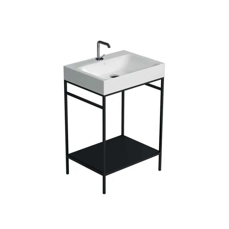 WS Bath Collections Cento 23-5/8" Rectangular Brass and Ceramic Pedestal Bathroom Sink with Overflow and 1 Faucet Hole Popular
