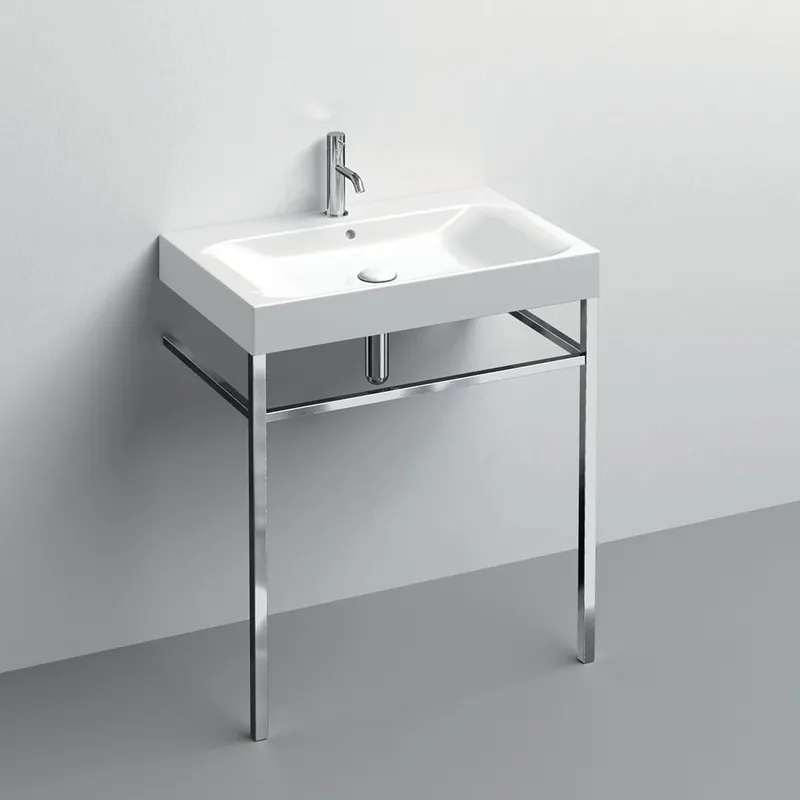 High Quality WS Bath Collections Cento 27-5/8" Rectangular Brass and Ceramic Console Bathroom Sink with Overflow and 1 Faucet Hole