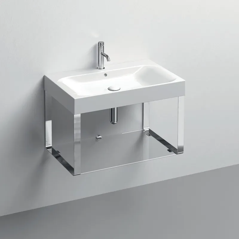 Price Cut WS Bath Collections Cento 31-1/2" Rectangular Brass and Ceramic Console Bathroom Sink with Overflow and 1 Faucet Hole