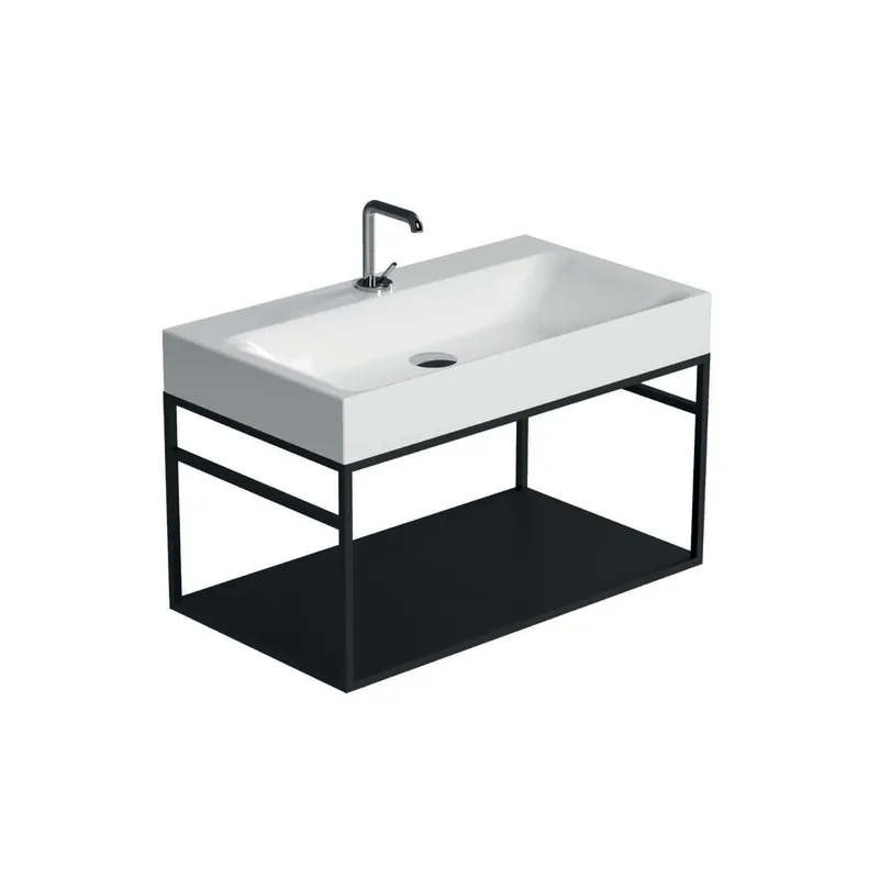 Affordable WS Bath Collections Cento 31-1/2" Rectangular Brass and Ceramic Console Bathroom Sink with Overflow and 1 Faucet Hole