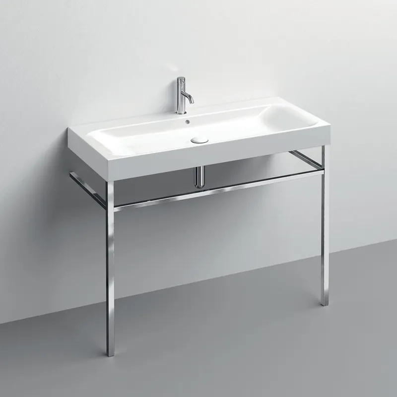 Trusted Brand WS Bath Collections Cento 47-3/16" Rectangular Brass and Ceramic Console Bathroom Sink with Overflow and 1 Faucet Hole
