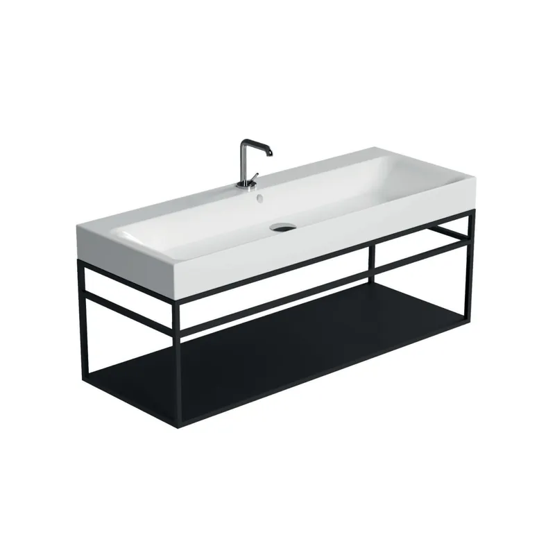 WS Bath Collections Cento 47-3/16" Rectangular Brass and Ceramic Console Bathroom Sink with Overflow and 1 Faucet Hole Mega Sale
