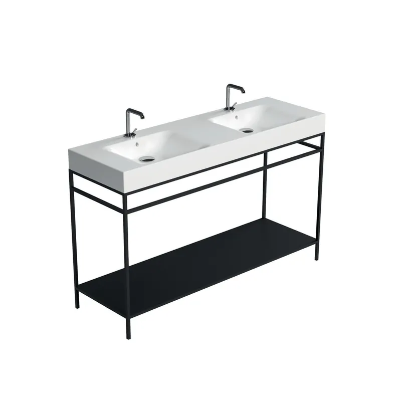 Markdown WS Bath Collections Cento 55-1/8" Rectangular Brass and Ceramic Pedestal Bathroom Sink with Overflow and 1 Faucet Hole
