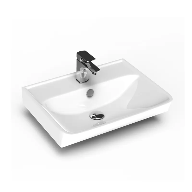 Original WS Bath Collections Neo 19-11/16" Rectangular Ceramic Wall Mounted Bathroom Sink with Overflow and Single Hole