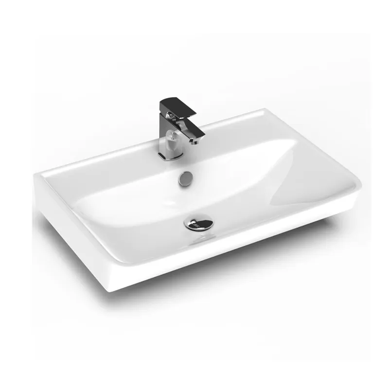 Best Seller WS Bath Collections Neo 23-5/8" Rectangular Ceramic Wall Mounted Bathroom Sink with Overflow and Single Hole