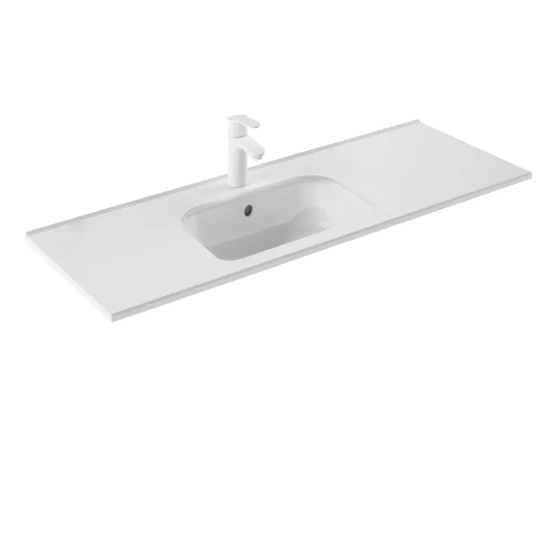 No Minimum Order WS Bath Collections Slim 47-3/16" Rectangular Ceramic Drop In Bathroom Sink with Overflow and Single Hole