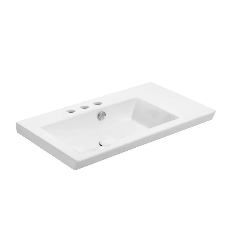 Warranty Included WS Bath Collections Joy 28" Rectangular Ceramic Drop In or Wall Mounted Bathroom Sink with Overflow and 3 Faucet Holes at 8" Centers