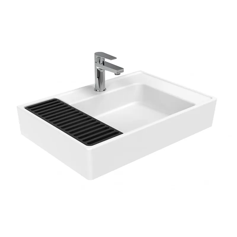 WS Bath Collections Contour 25-5/8" Rectangular Ceramic Vessel or Wall Mounted Bathroom Sink with Overflow and Single Faucet Hole Brand New