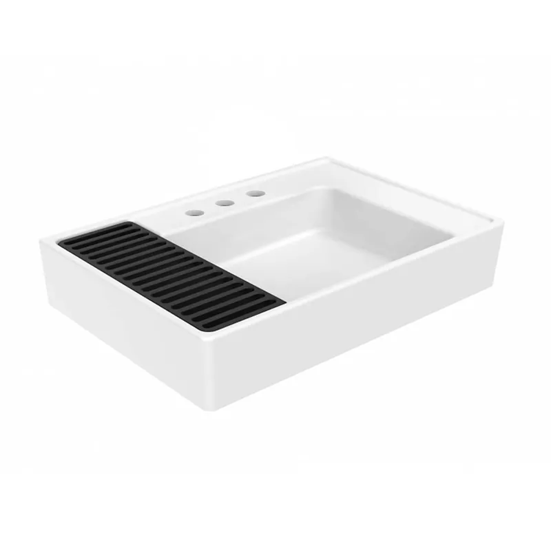 WS Bath Collections Contour 25-5/8" Rectangular Ceramic Vessel or Wall Mounted Bathroom Sink with Overflow and 3 Faucet Holes at 8" Centers Don’t Miss Out