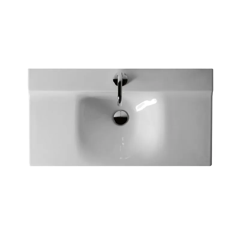 Genuine WS Bath Collections Buddy 31-1/2" Ceramic Wall Mounted Bathroom Sink with 1 Hole Drilled and Overflow