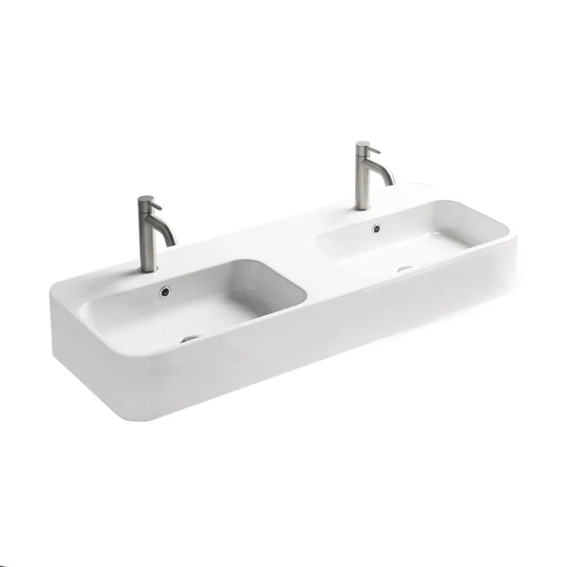 Crafted WS Bath Collections Cosa 47-3/16" Rectangular Ceramic Vessel or Wall Mounted Bathroom Sink with Overflow and Single Faucet Hole