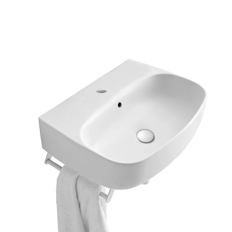 Limited Edition WS Bath Collections Nolita 23-5/8" Rectangular Ceramic Vessel or Wall Mounted Bathroom Sink with Overflow and 1 Faucet Hole