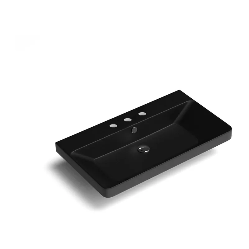 WS Bath Collections Luxury 31-11/16" Rectangular Ceramic Drop In or Wall Mounted Bathroom Sink with Overflow and 3 Faucet Holes at 8" Centers Sale