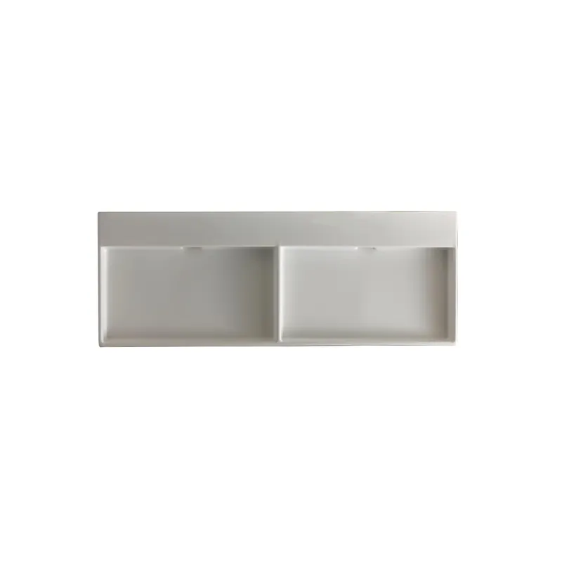 Next Day Delivery WS Bath Collections Urban I 47-1/5" Ceramic Double Basin Vessel or Wall Mounted Bathroom Sink - Includes Overflow