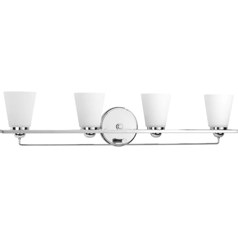 Latest Progress Lighting Flight 4 Light 36-3/4" Wide Bathroom Vanity Light with White Glass Shades