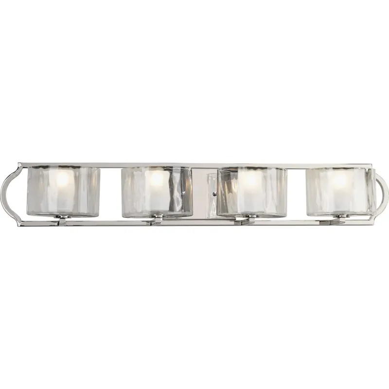 Progress Lighting Caress 4 Light 35" Wide Bathroom Vanity Light with Water Glass Shades Original