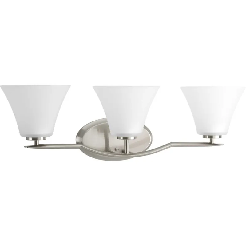 Progress Lighting 3 Light 26.75" Wide Bath Vanity Fixture with Fluted Etched Glass Shade from the Bravo Collection Authentic