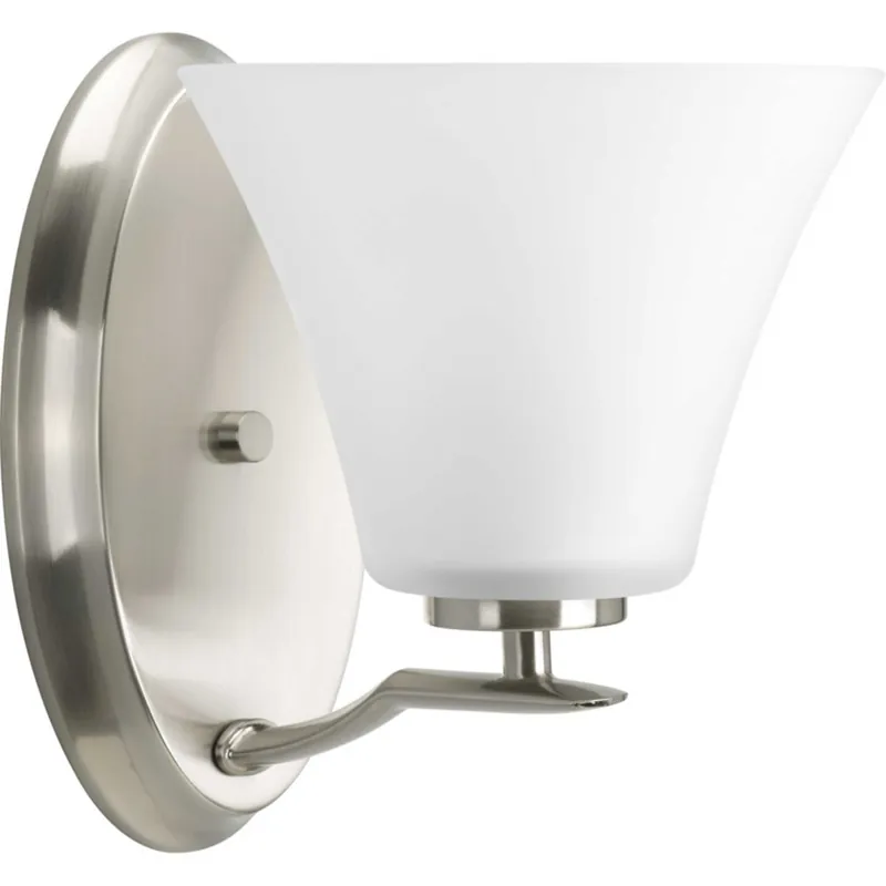 Top Rated Progress Lighting 1 Light 7.25" Wide Bath Vanity Fixture with Fluted Etched Glass Shade from the Bravo Collection