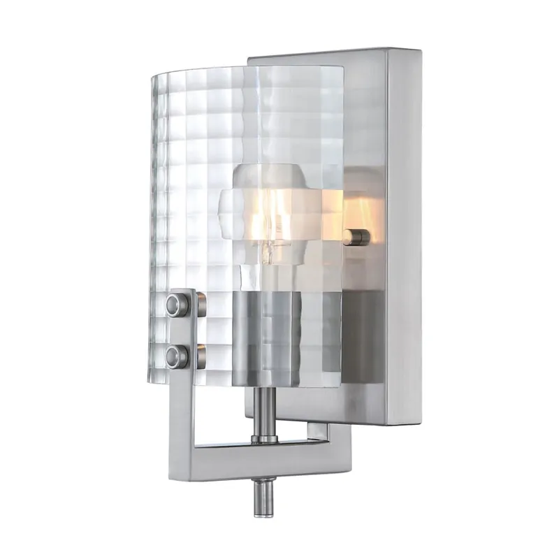 Westinghouse Enzo James 11" Tall Bathroom Sconce with Waffle Glass Shade - Brushed Nickel Certified