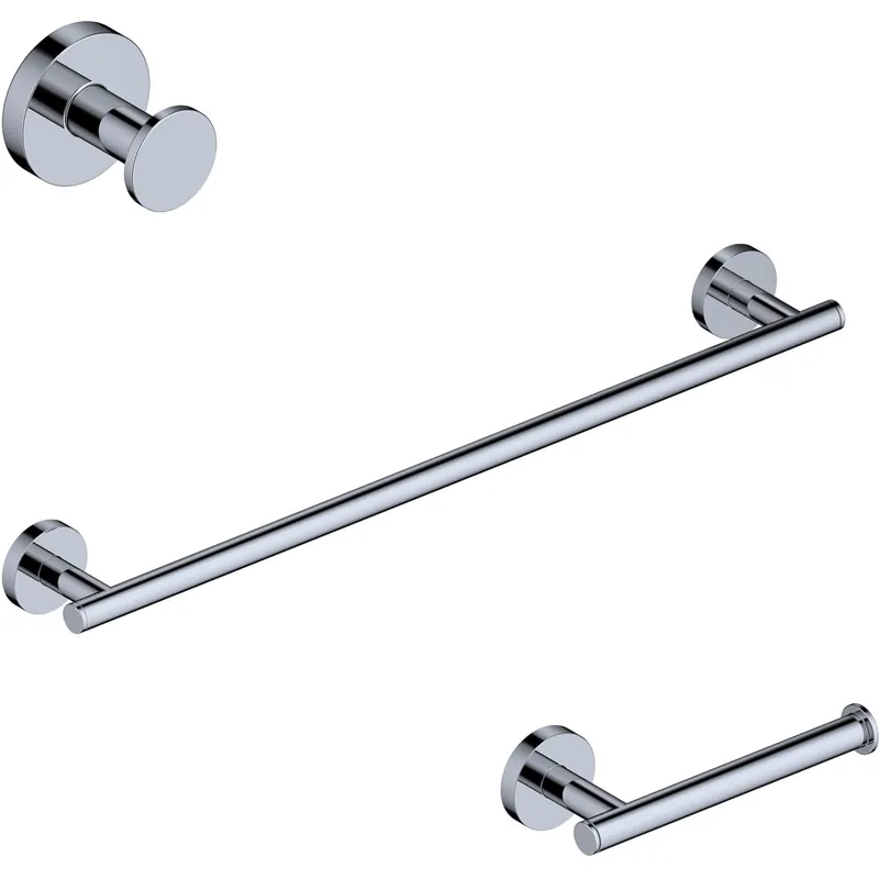 High Quality WS Bath Collections Norm 3 Piece Bathroom Package with Towel Bar, Robe Hook, and Hook Toilet Paper Holder