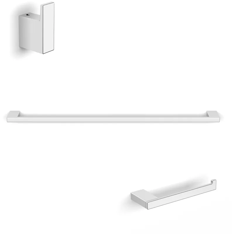 WS Bath Collections Evo 3 Piece Bathroom Package with Towel Bar, Robe Hook, and Hook Toilet Paper Holder Free Shipping