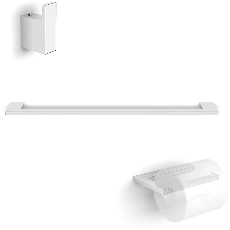 Mega Sale WS Bath Collections Luna 3 Piece Bathroom Package with Towel Bar, Robe Hook, and Hook Toilet Paper Holder