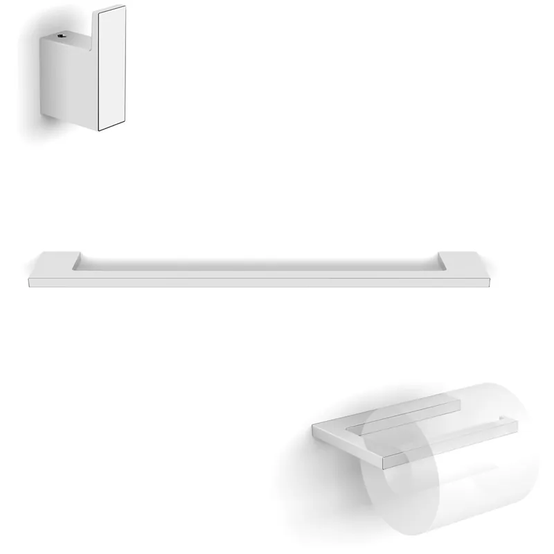 New Arrival WS Bath Collections Luna 3 Piece Bathroom Package with Towel Bar, Robe Hook, and Hook Toilet Paper Holder