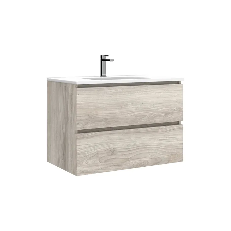 No Minimum Order WS Bath Collections Flora 32" Wall Mounted Single Basin Vanity Set with Cabinet and Ceramic Vanity Top