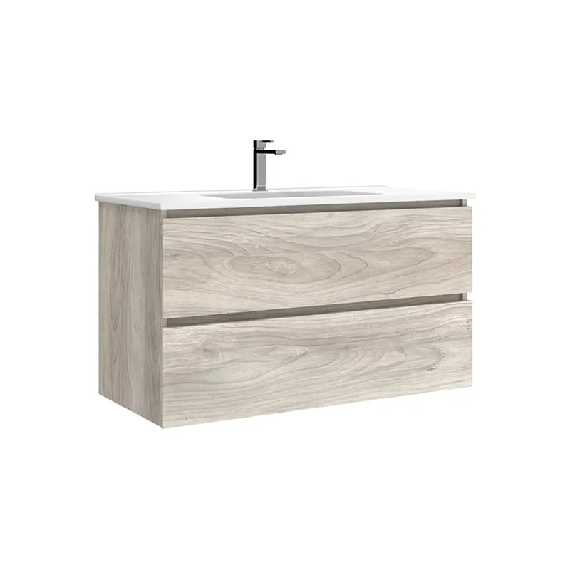 WS Bath Collections Flora 40" Wall Mounted Single Basin Vanity Set with Cabinet and Ceramic Vanity Top Last Chance