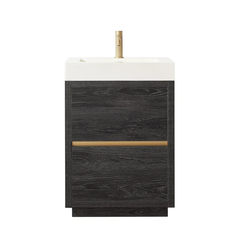 Holiday Sale Miseno Huesca 24" Free Standing Single Basin Vanity Set with Cabinet and Composite Stone Vanity Top - No Mirror