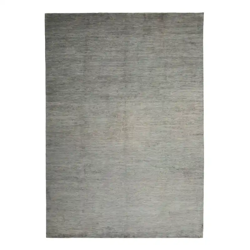 Grey Textured Silk Wool Blend Rug - 9'11" x 13'11" Free Shipping