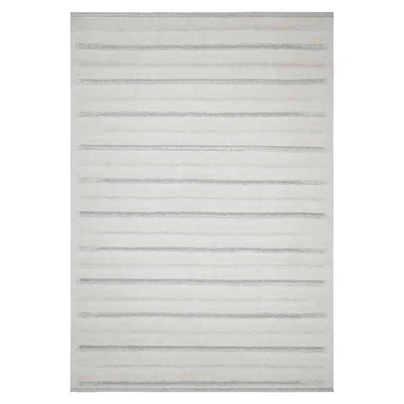Light Grey Swedish Inspired Flatweave Wool Rug - 9'10" x 14' Brand New