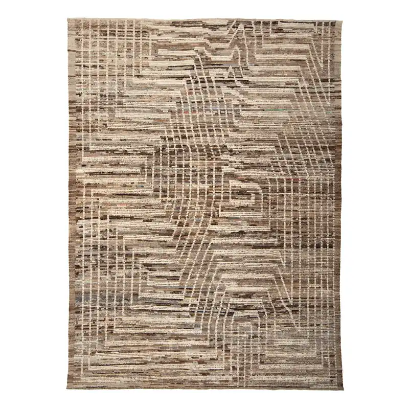 Brown Zameen Transitional Wool Rug - 9'1" x 11'9" Certified