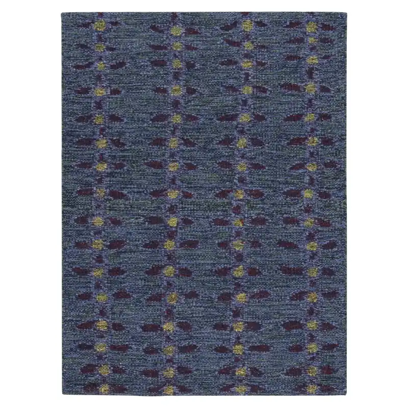 Free Returns Blue Flatweave Swedish Inspired Wool Rug - 3'7" x 4'11"