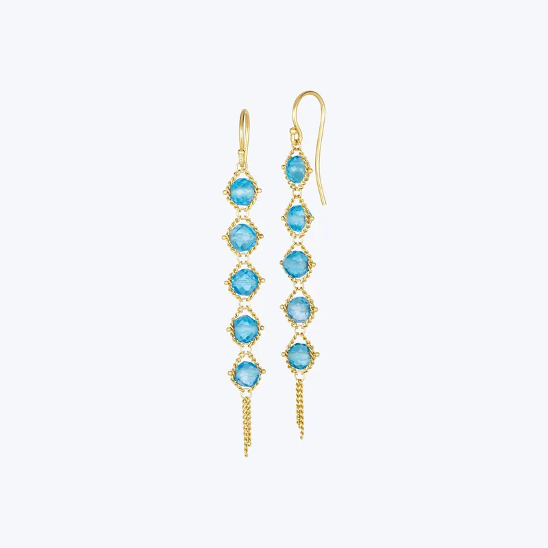 London Blue Topaz Textile Drop Earrings Last Chance