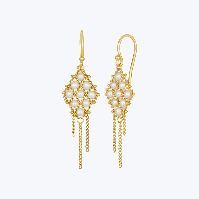 Discount Small Freshwater Pearl Textile Earrings