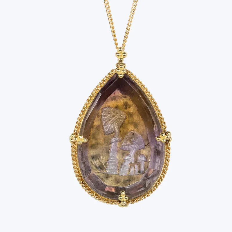 Viral One of a Kind Ametrine Mushroom Scene Necklace