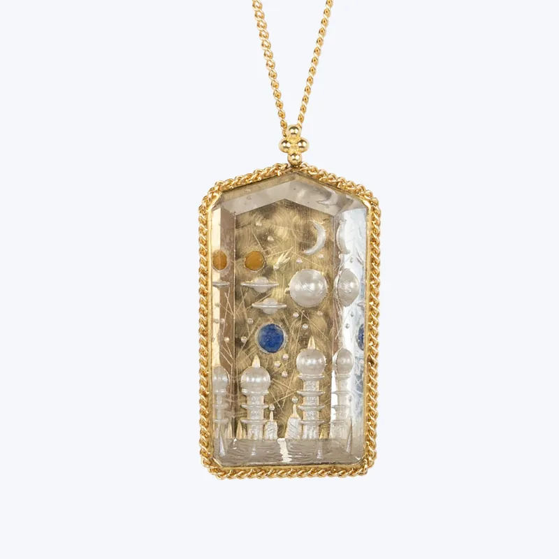 Factory Price One of a Kind Futuristic Scene Quartz Necklace