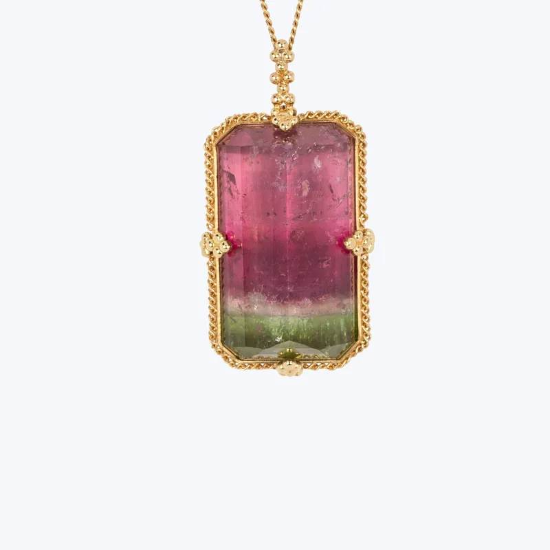 One of a Kind Large Rectangular Tourmaline Necklace Next Day Delivery