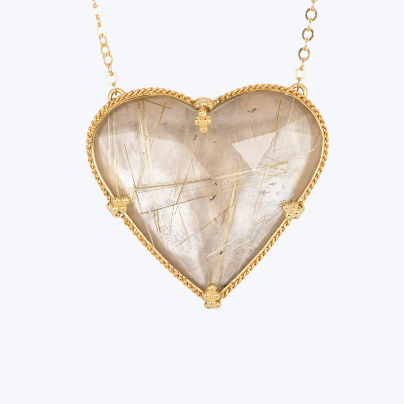 One of a Kind Rutilated Quartz Heart Necklace Hot Picks