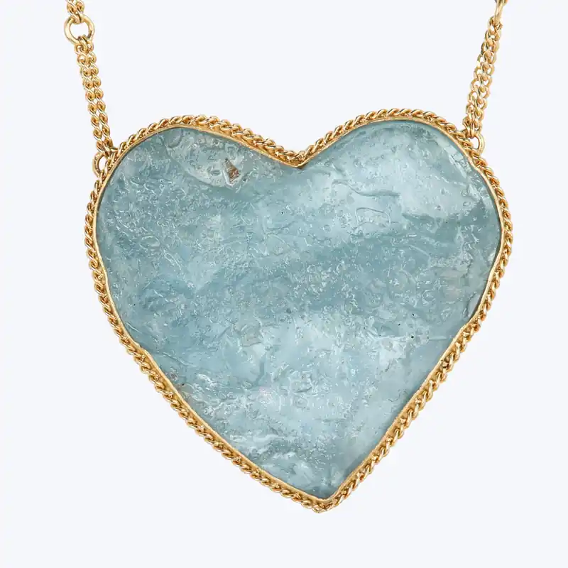 Trending One of a Kind Large Aquamarine Heart Necklace