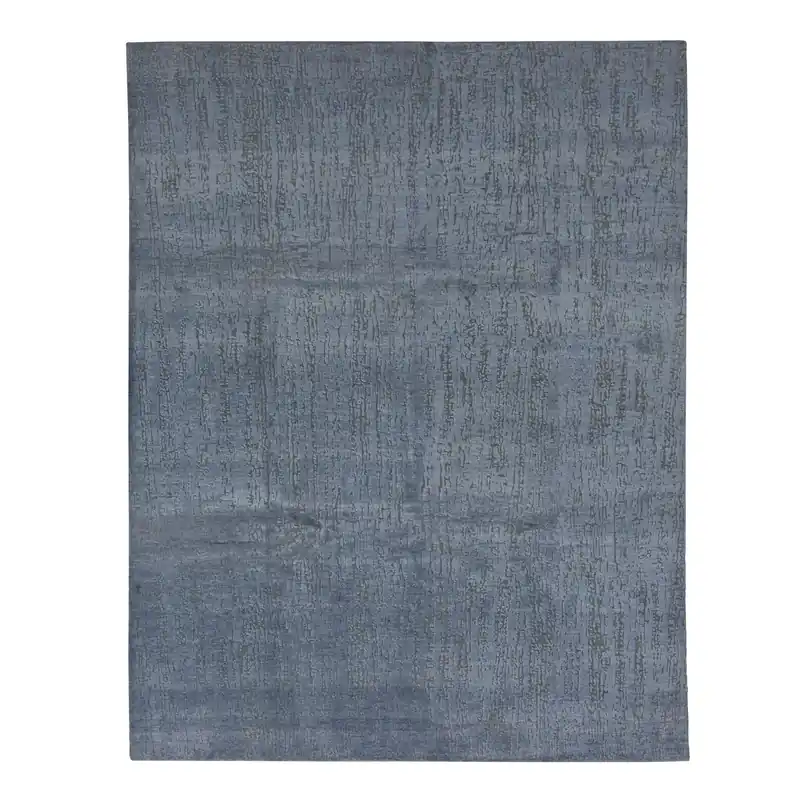 Blue Textured Wool Art Silk Blend Rug - 8' x 10' Trusted Brand
