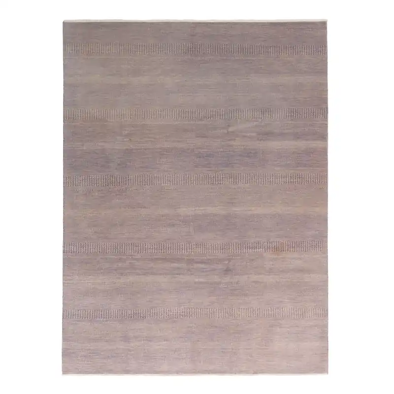 Purple Textured Wool Art Silk Blend Rug - 8'10" x 11'10" Fresh Stock