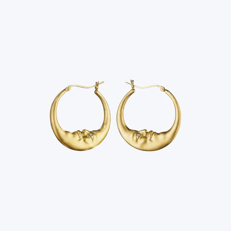 Medium Crescent Moon Hoop Earrings In Demand
